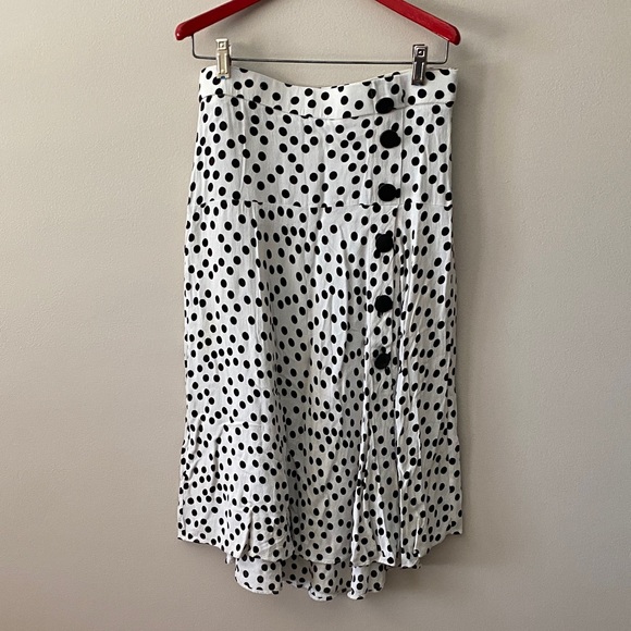 Zara Black and White Polka Dot A-Line Skirt - Picture 1 of 2